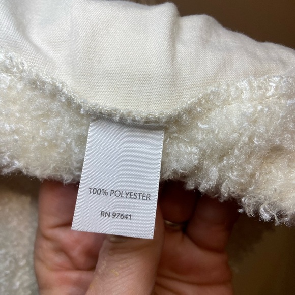 J.Jill off white Two way zip Faux Curly fur sherpa Jacket womens size Medium - Picture 8 of 12